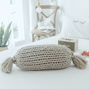 candy shape chunky knit pillow with tassels, view 3 - MRSLM