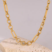 gold plated waterproof paperclip necklace, view 4 - MRSLM