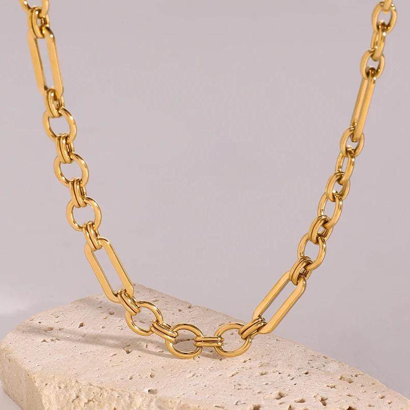 gold plated waterproof paperclip necklace, view 4 - MRSLM