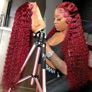 wine red curly hair wig, view 3 - MRSLM