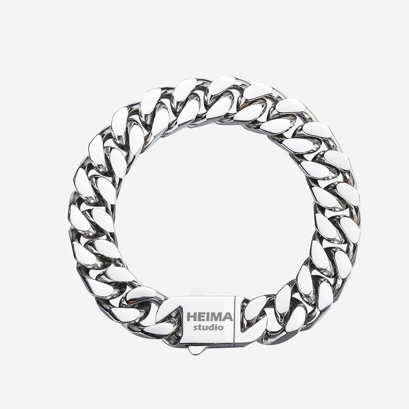 Hip Hop Simple Heavy Industry Texture Cuban Bracelet For Men