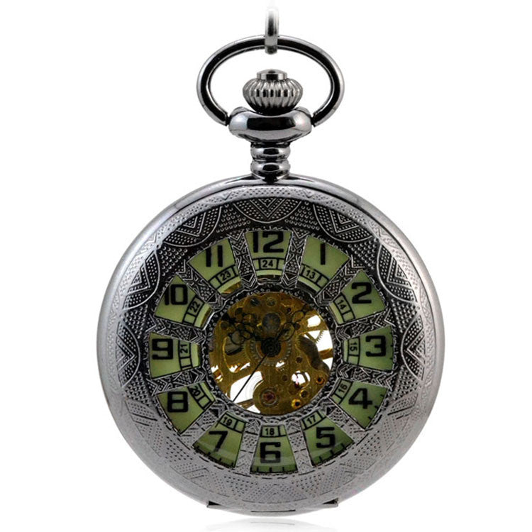 retro hollow flip mechanical pocket watch, view 4 - MRSLM