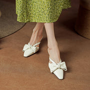 elegant leather mules with bowknot, view 18 - MRSLM