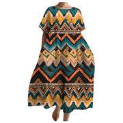 women's loose round neck printed dress, view 9 - MRSLM