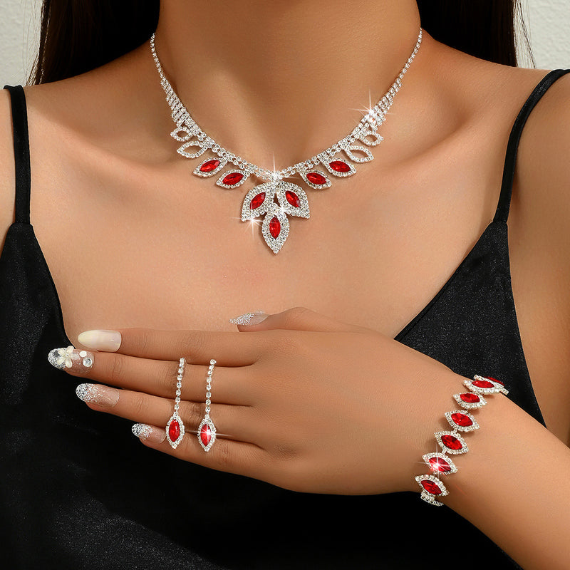 Marquise crystal necklace, earrings and bracelet set, view 5 - MRSLM