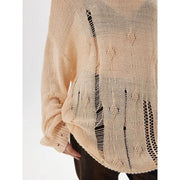 Women's round neck sweater with cut-out design, view 6 - MRSLM