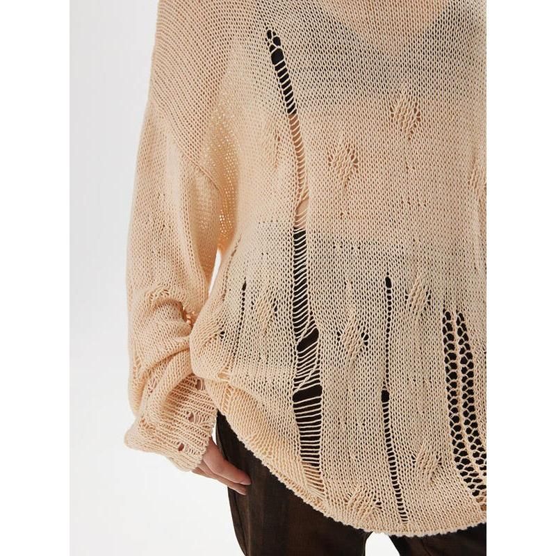 Women's round neck sweater with cut-out design, view 6 - MRSLM