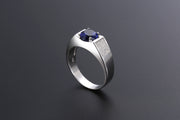 s925 silver retro round gemstone halo ring, view 6 - MRSLM