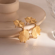 textured disc stud earrings, view 3 - MRSLM