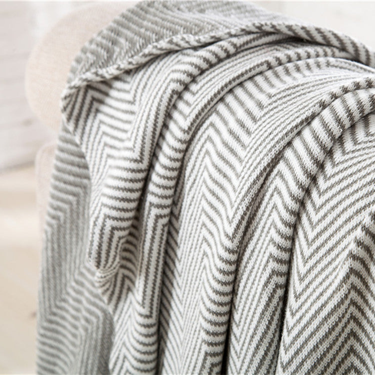 Wave stripe knit throw blanket, view 8 - MRSLM