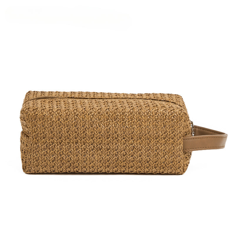 Woven straw cosmetic bag, view 3 - MRSLM
