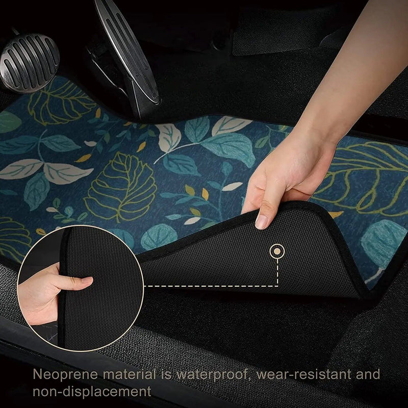 universal blue floral print car floor mats, view 5 - MRSLM