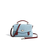 Denim and leather briefcase-style shoulder bag, view 2 - MRSLM