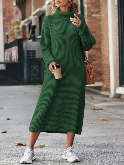 Women's turtleneck knit maxi sweater dress, view 6 - MRSLM