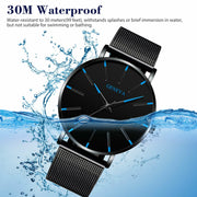 men's black stainless steel quartz watch, view 6 - MRSLM