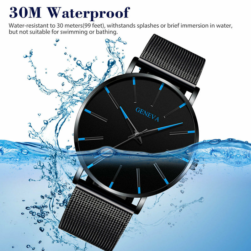 men's black stainless steel quartz watch, view 6 - MRSLM