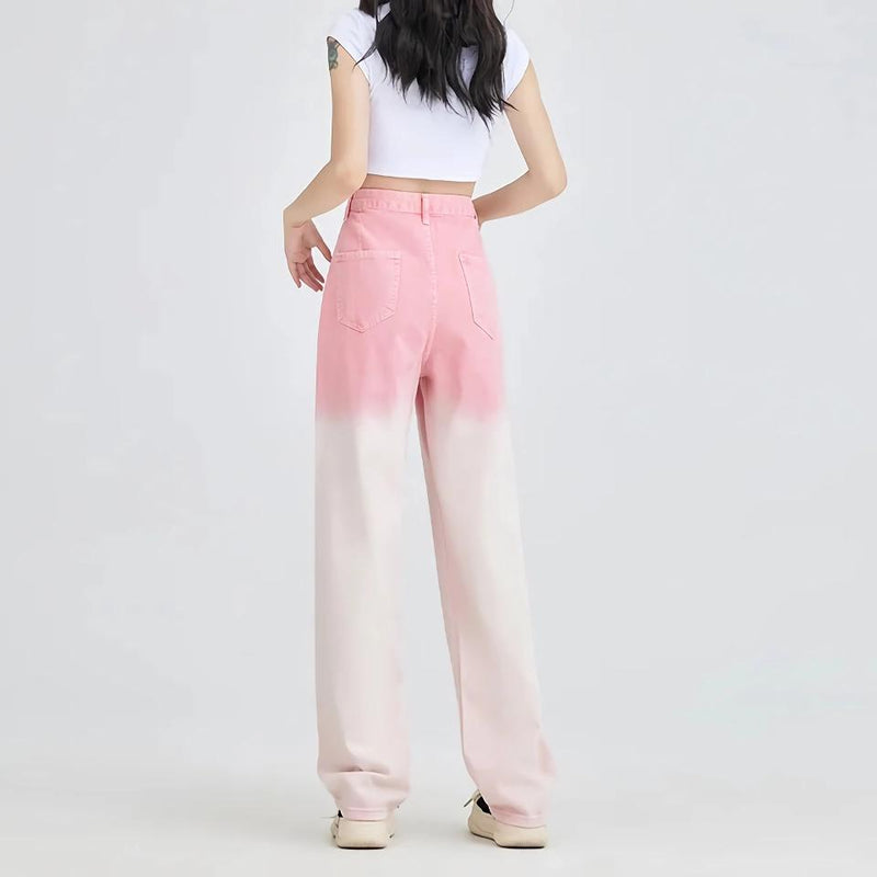 pink gradient wide leg jeans, view 7 - MRSLM