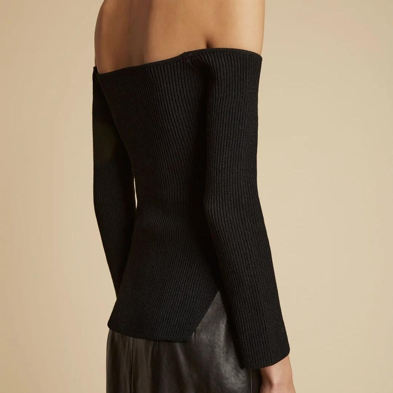 slim slash neck knit sweater for women, view 5 - MRSLM