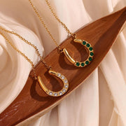 18k gold plated lucky horseshoe pendant necklace - MRSLM