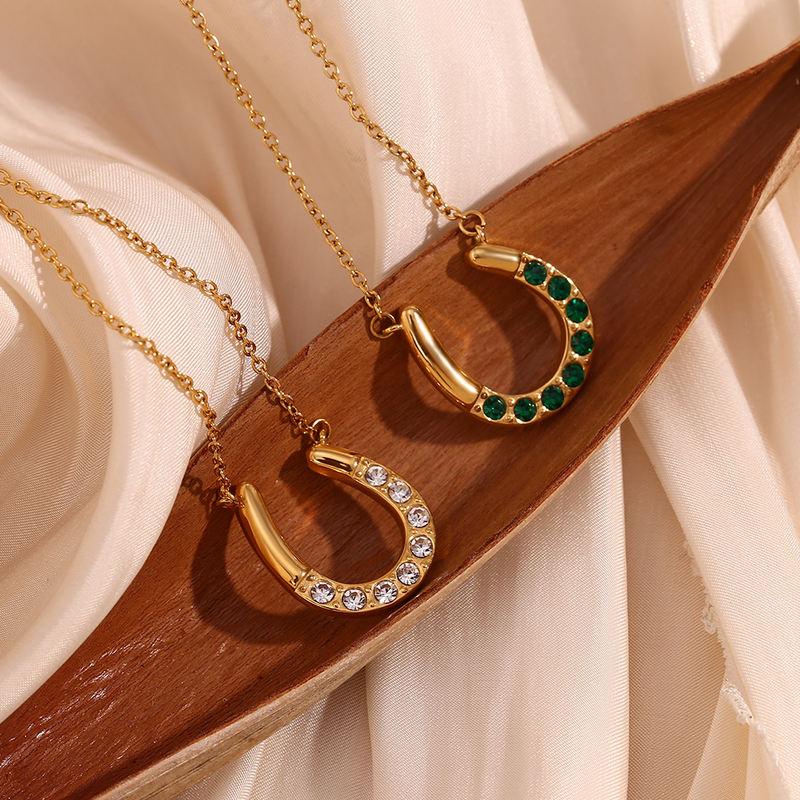 18k gold plated lucky horseshoe pendant necklace - MRSLM