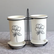 Ceramic chopsticks and utensil storage set, view 7 - MRSLM
