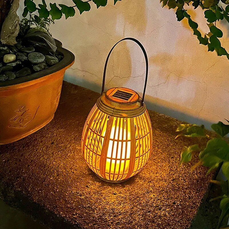 Solar Bamboo Lantern LED Garden & Balcony Decorative Light