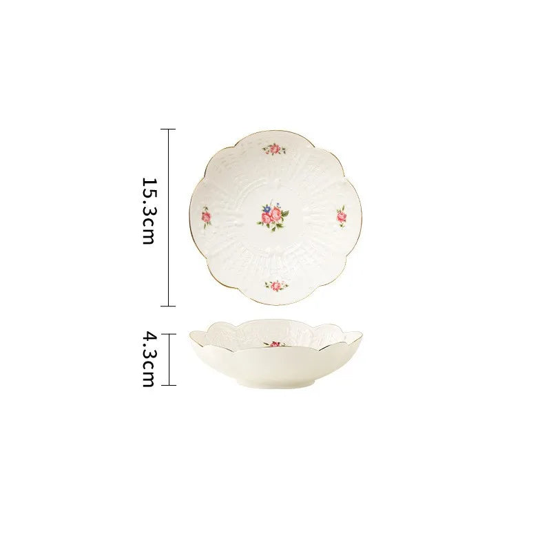 Retro floral ceramic dessert plate, view 4 - MRSLM