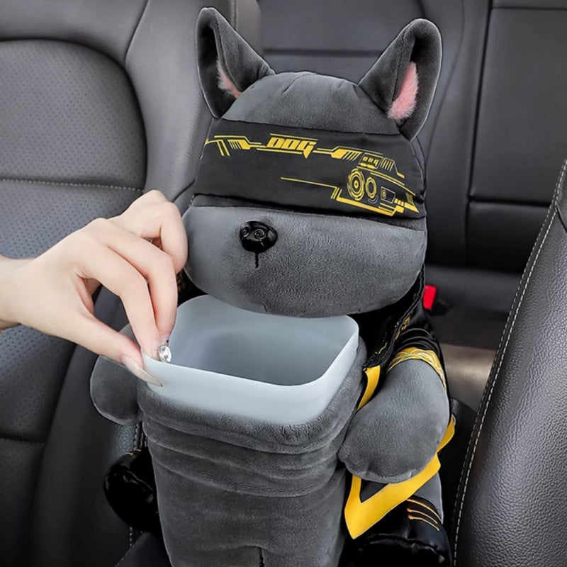 cute 2-in-1 car armrest tissue holder and trash bin, view 5 - MRSLM