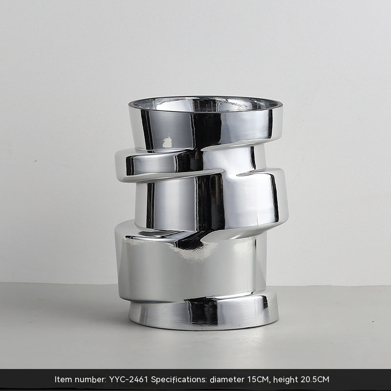 electroplated silver glass small vase, view 4 - MRSLM