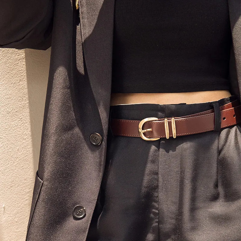 handmade genuine leather belt with horseshoe buckle, view 6 - MRSLM
