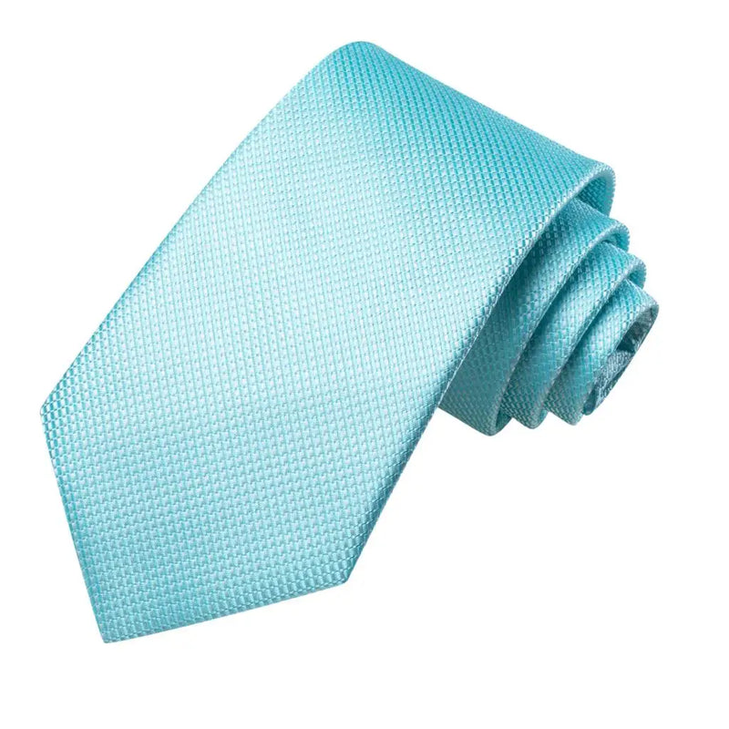 peacock blue plaid silk necktie set for men, view 5 - MRSLM