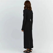 elegant pleated knit dress, view 30 - MRSLM