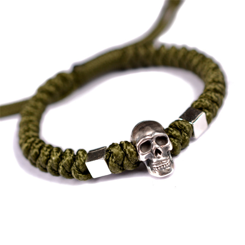skull 999 silver handwoven bracelet, view 2 - MRSLM