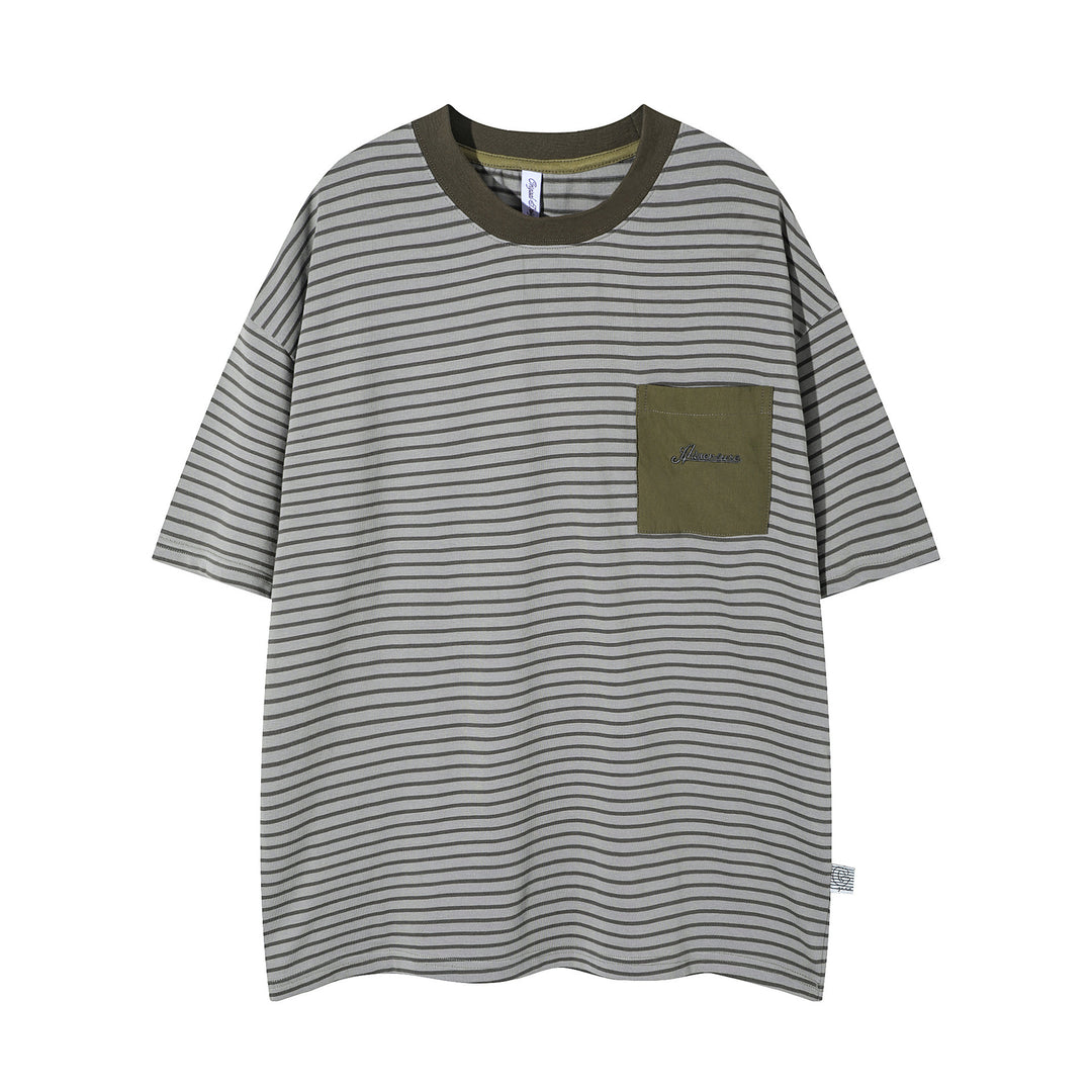 Vintage Stripe Patchwork Pocket Men&
