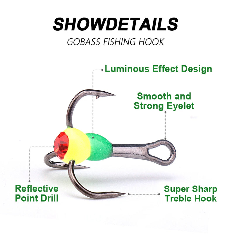 high carbon steel treble ice fishing hooks, view 8 - MRSLM