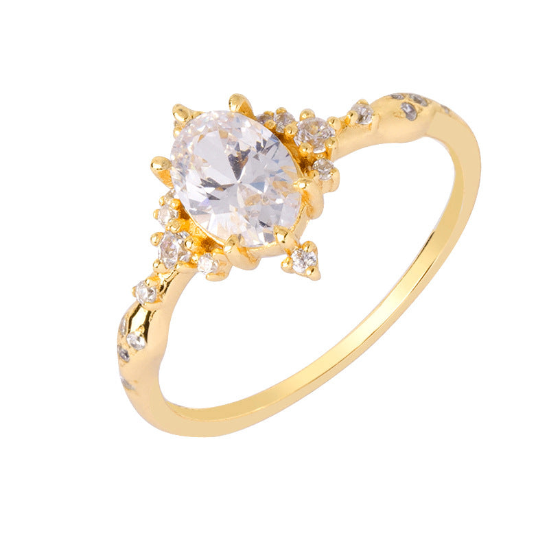 zircon water-drop gold plated ring, view 5 - MRSLM