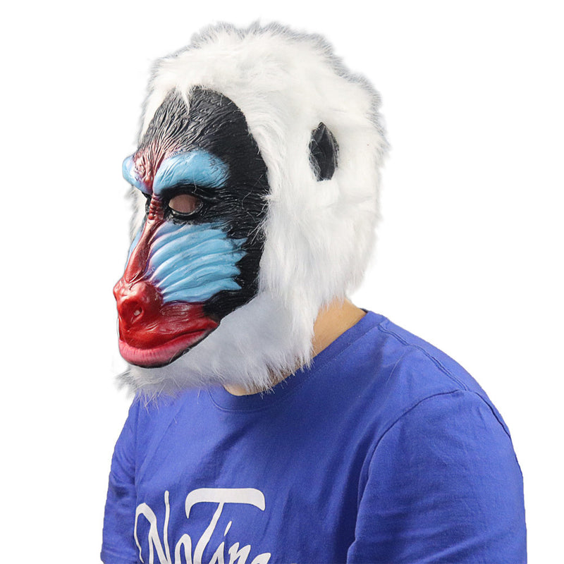red face baboon latex mask, view 4 - MRSLM