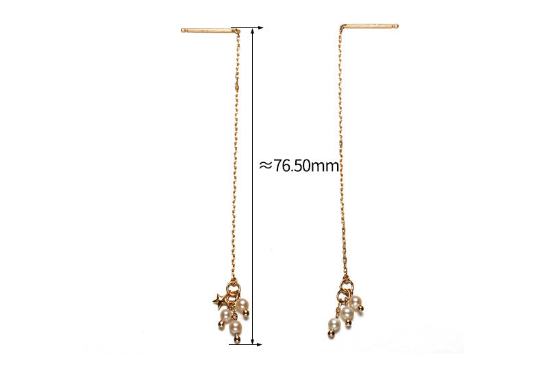 natural freshwater pearl star ear wires, view 3 - MRSLM