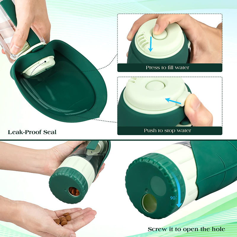 portable dog water bottle food container, view 5 - MRSLM