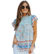 women's all-match round neck loose printed top, view 4 - MRSLM
