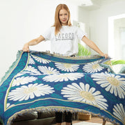 retro jacquard boho cotton linen sofa blanket, view 4 - MRSLM