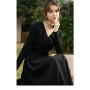 black knitted smocked midi dress, view 7 - MRSLM