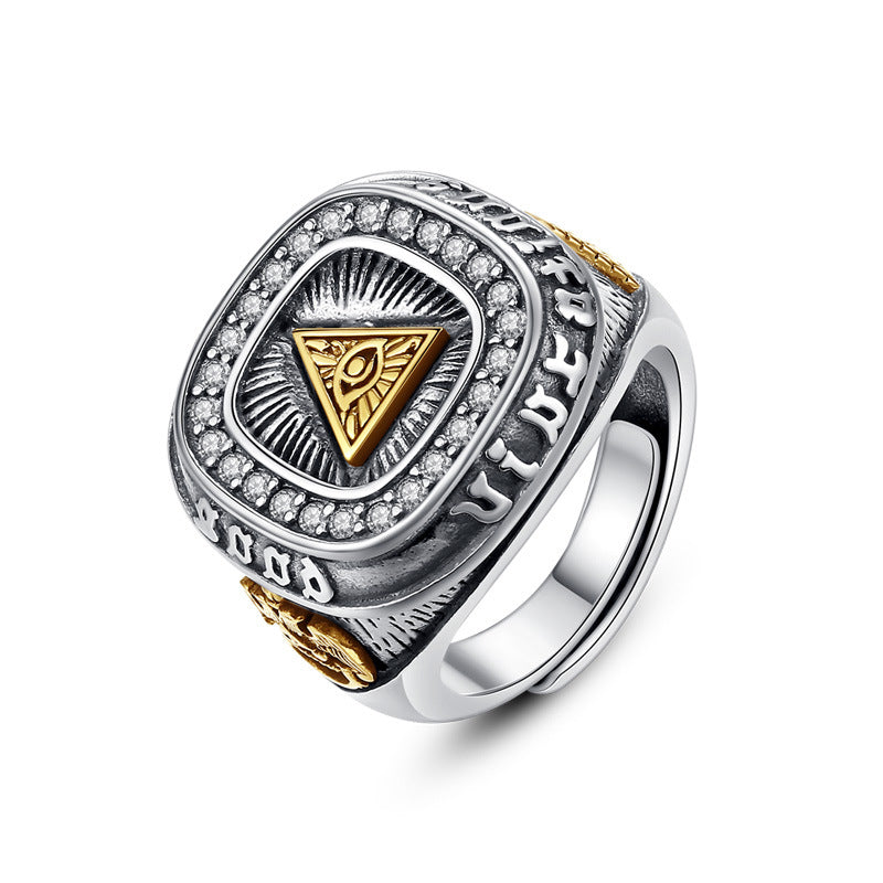 s925 silver eye of god vintage ring, view 2 - MRSLM
