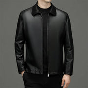 lapel leather jacket men diamond pattern, view 5 - MRSLM