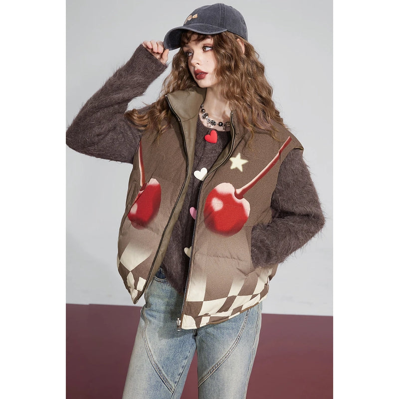 brown down vest, view 2 - MRSLM