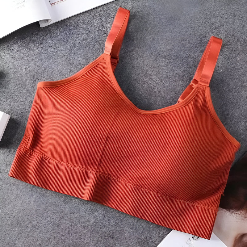 seamless wire-free women's fitness bralette, view 5 - MRSLM