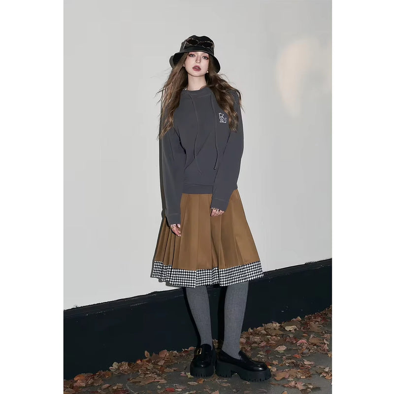 mid-length plaid skirt with belt, view 7 - MRSLM