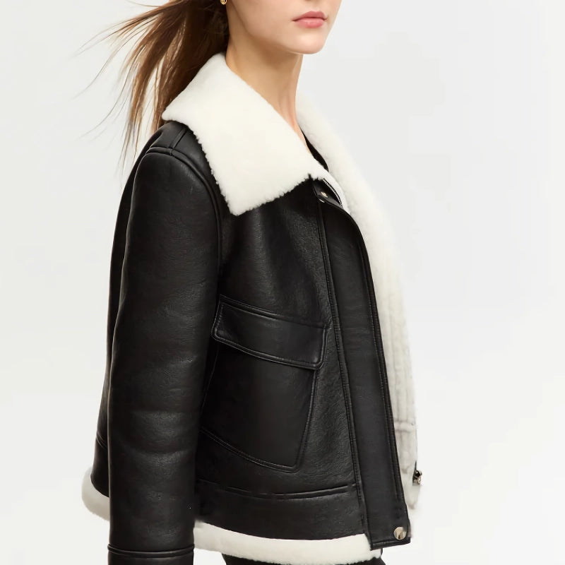 faux leather warm jacket, view 2 - MRSLM