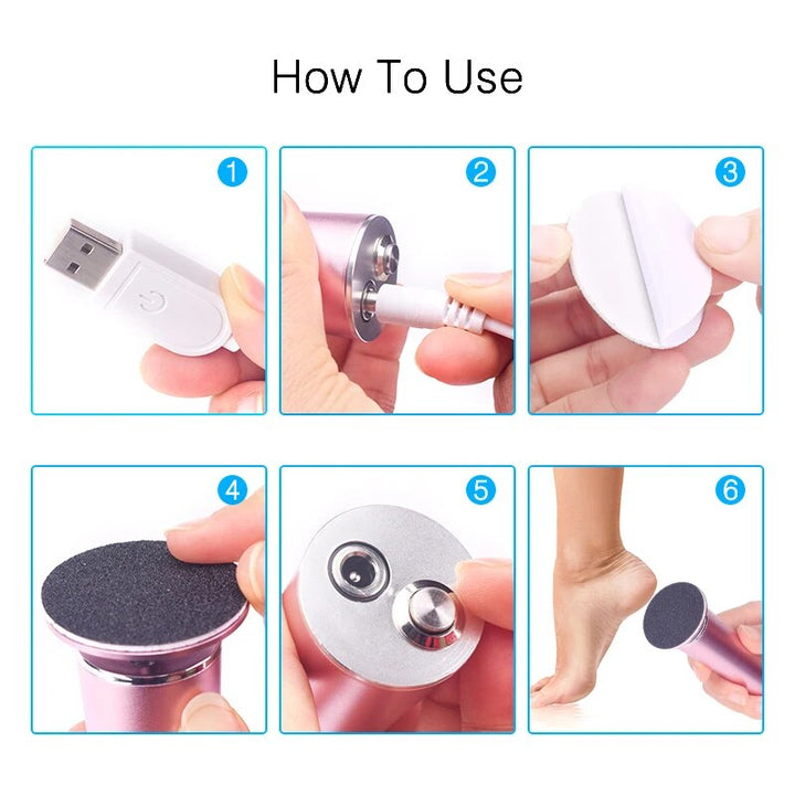 Wireless Electric Foot File Pedicure Tool with USB Rechargeable Battery