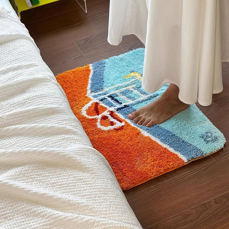 swimming pool pattern tufted door mat, view 3 - MRSLM